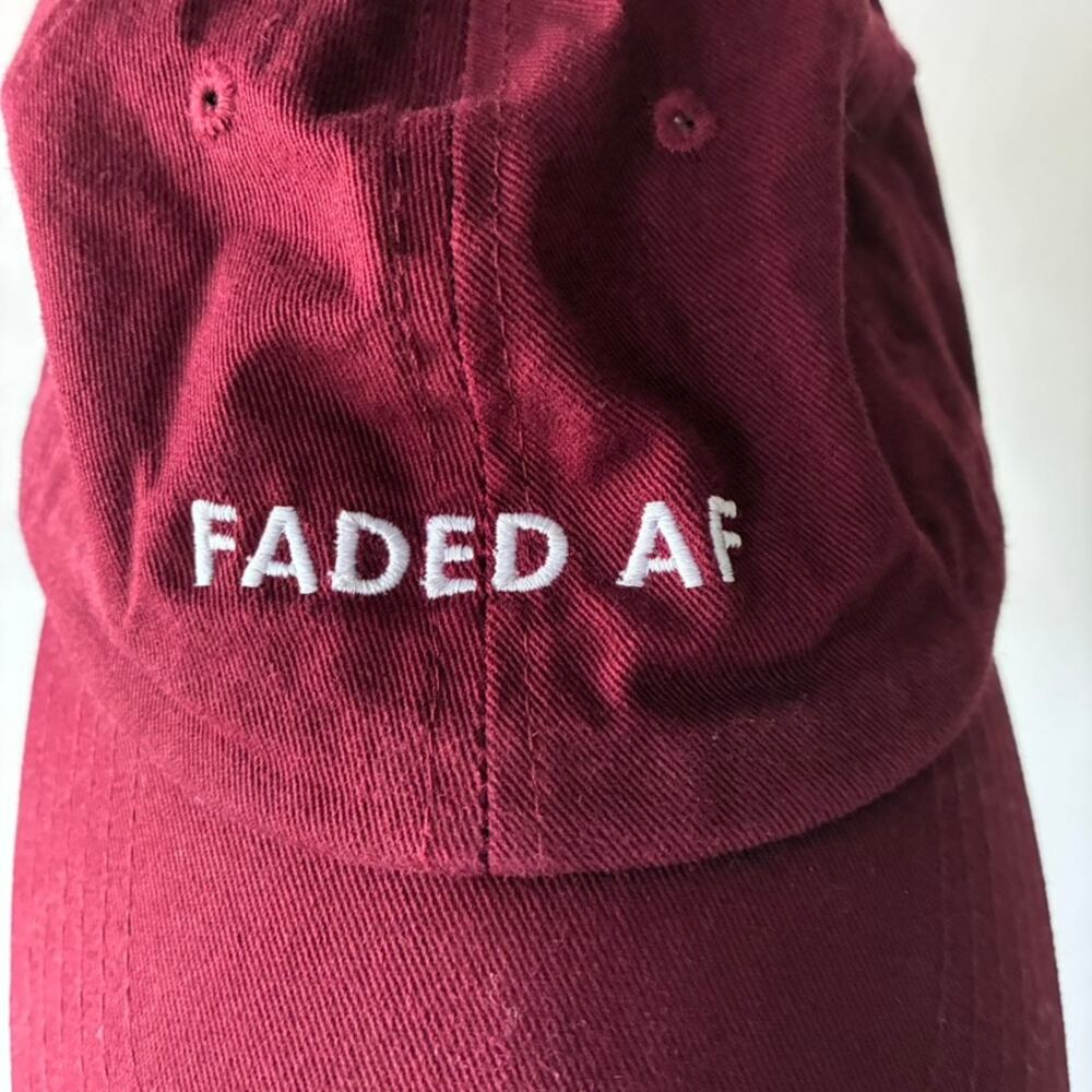 FADED AF Burgundy Strapback Cap Streetwear Festival Stoner Y2K Hat